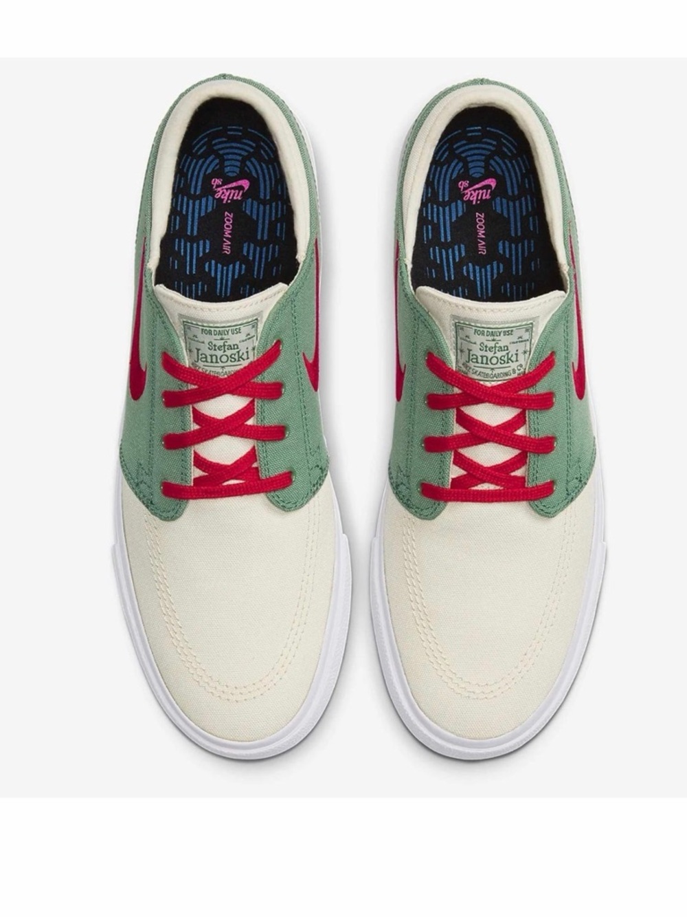 Nike Stefan Janoski Canvas Sneaker - Sage Green, Red & Cream